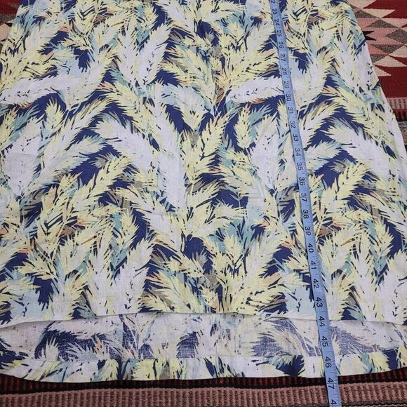 J. Jill Love Linen Leaf Print Sleeveless Midi Dress Sz S Blue‎ Green Pull Over - Picture 9 of 12